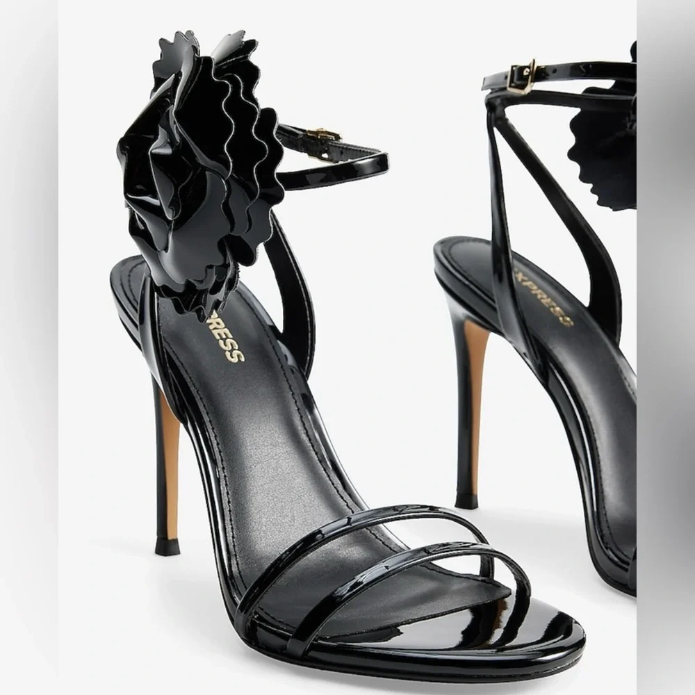 Flower Double Strap High Heeled Sandals